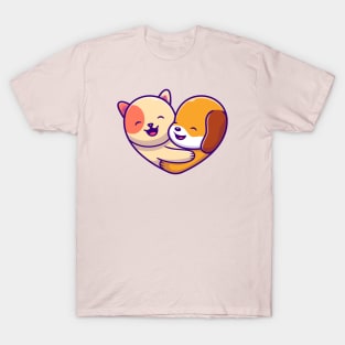 Cute Dog And Cat Logo T-Shirt